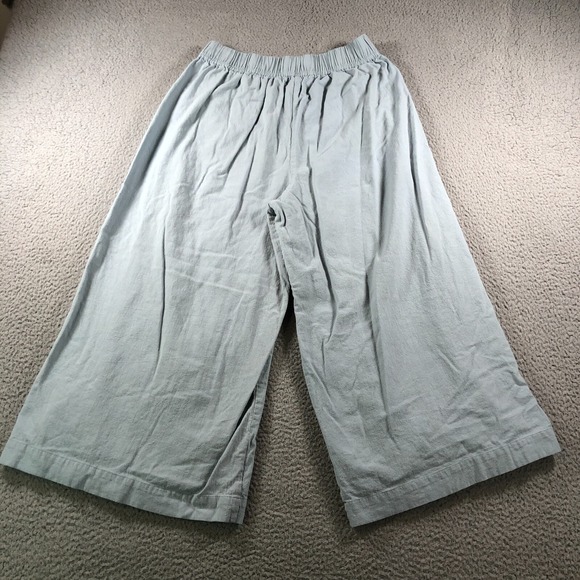 Laude The Label Pants Womens L Blue Crop Everyday Wide Leg Elastic Waist Lined - Picture 5 of 14